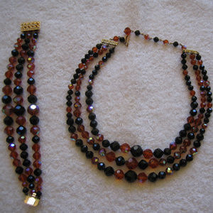 1940s Austrian Crystal Bracelet, Necklace/Earrings